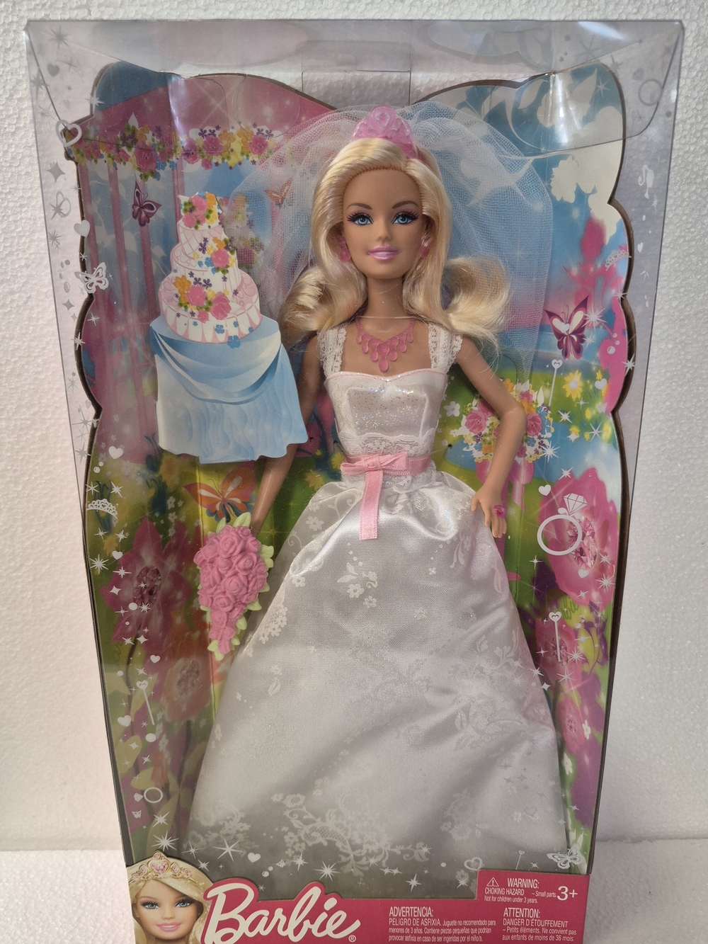 NRFB 2012 Barbie Bridal Doll in White and Pink Wedding Gown
